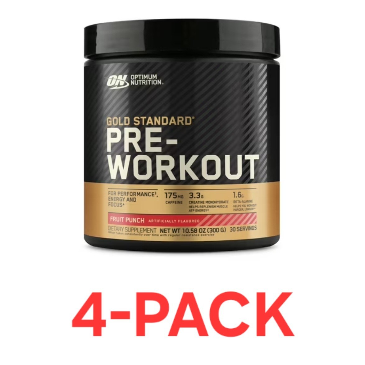 SEALED 4- PACK Optimum Nutrition Gold Standard Pre-Workout Fruit Punch flavored