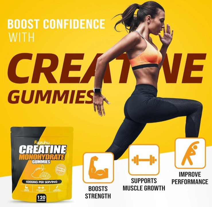 Razuhu Creatine Monohydrate Gummies for Men & Women – Creatine Monohydrate