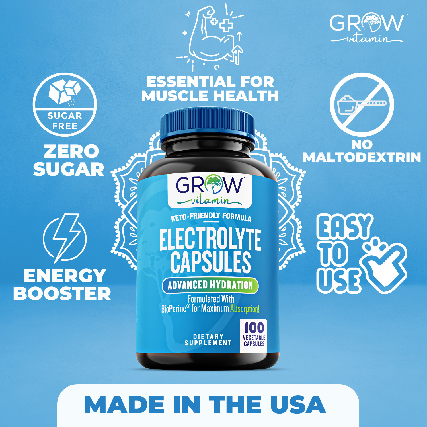 Electrolyte Capsules – for Supporting Energy, Endurance, and Hydration – 100