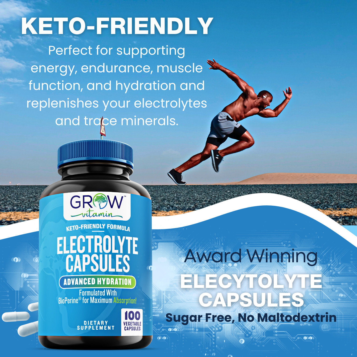 Electrolyte Capsules – for Supporting Energy, Endurance, and Hydration – 100