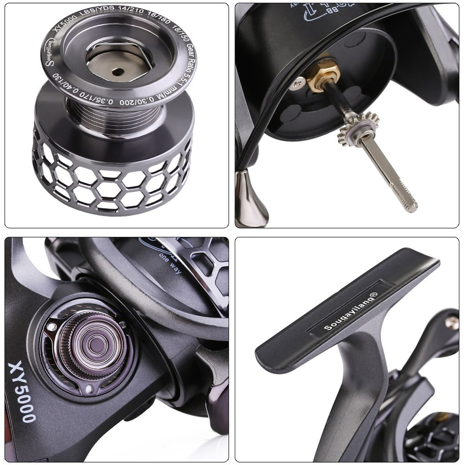 Sougayilang Fishing Reel 13+1BB Light Weight Ultra Smooth Aluminum Spinning F…