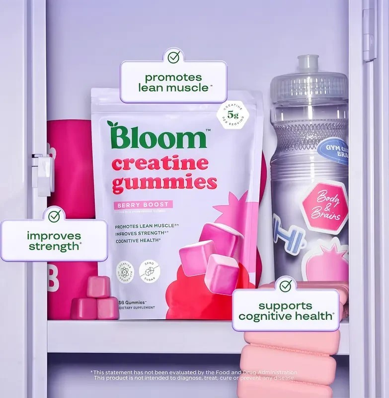 Bloom Nutrition Creatine Gummies Energy Post-Workout Muscle Recovery Promotes