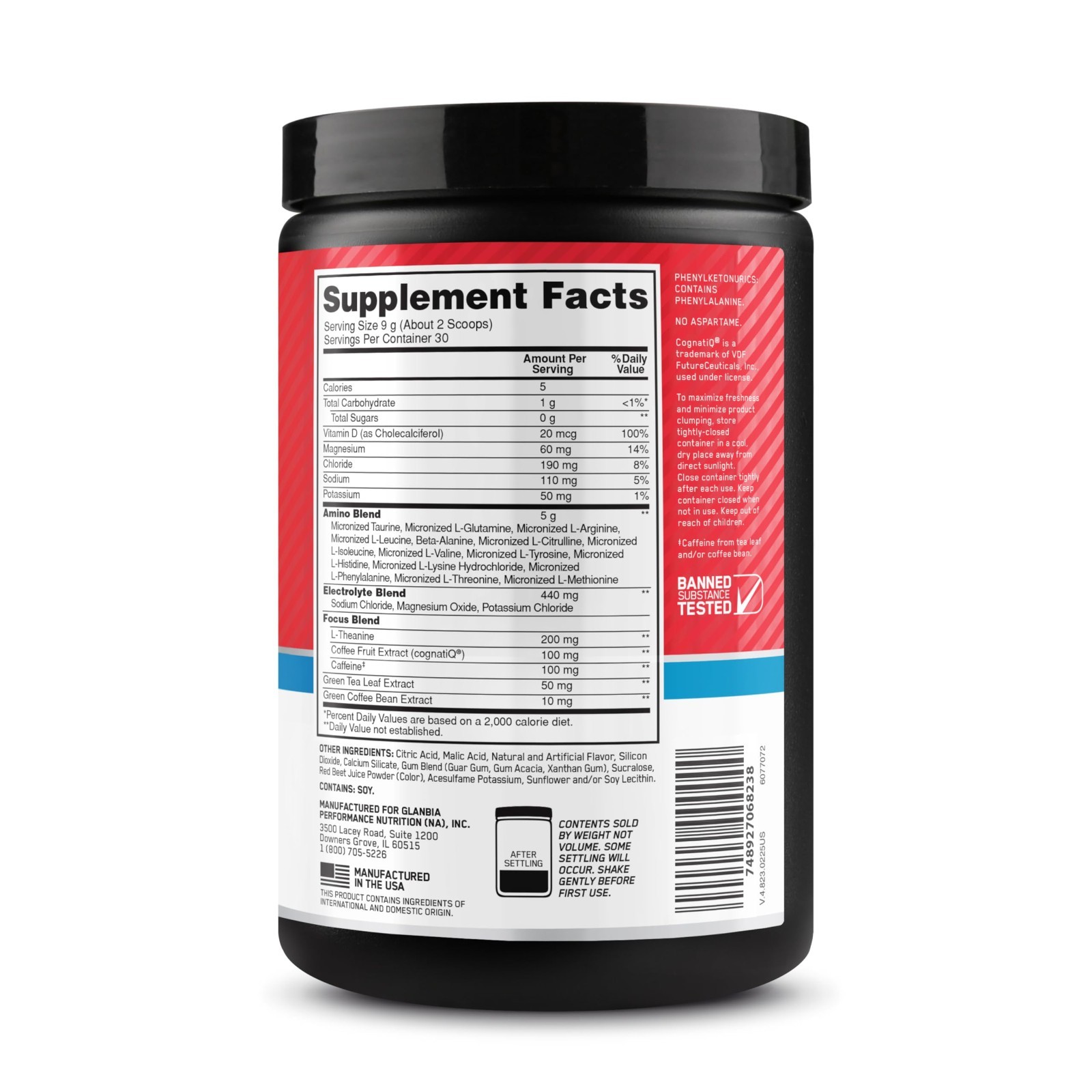 Amino Energy Powder with BCAA, Electrolytes & Caffeine – Juicy Strawberry, 30 Se