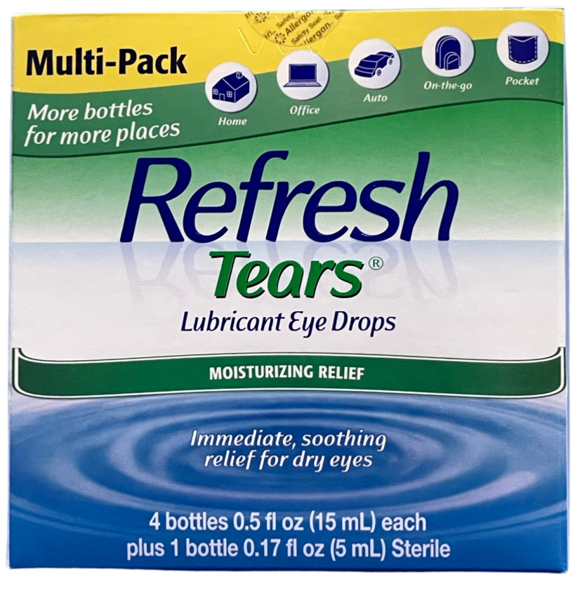 Refresh Tears Lubricant Eye Drops Multi-Pack 4 Plus 1 Bonus Bottle Moisture Dry
