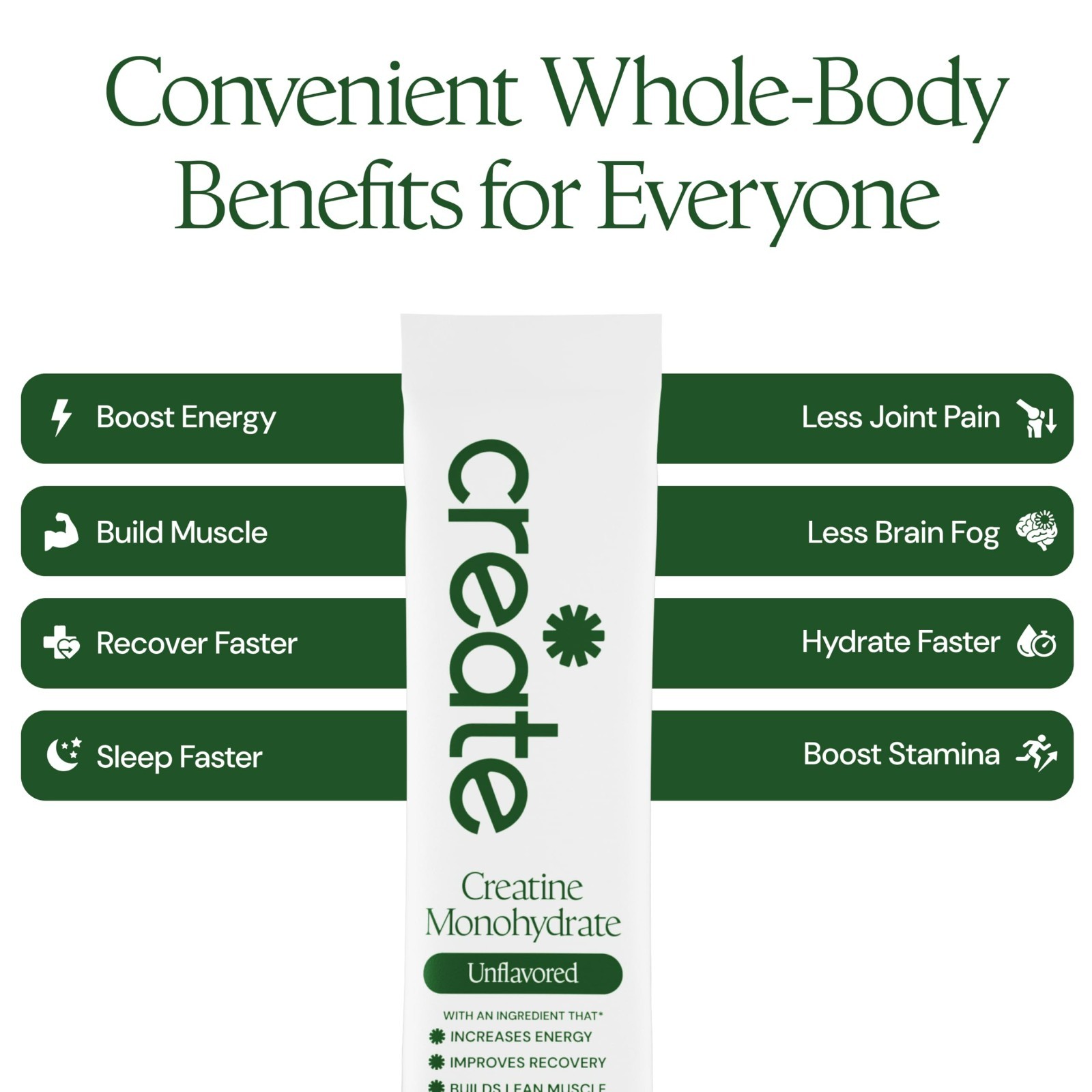 Creatine Monohydrate Powder – Unflavored, 30 Single-Serve Packs, Vegan, Sugar-Fr