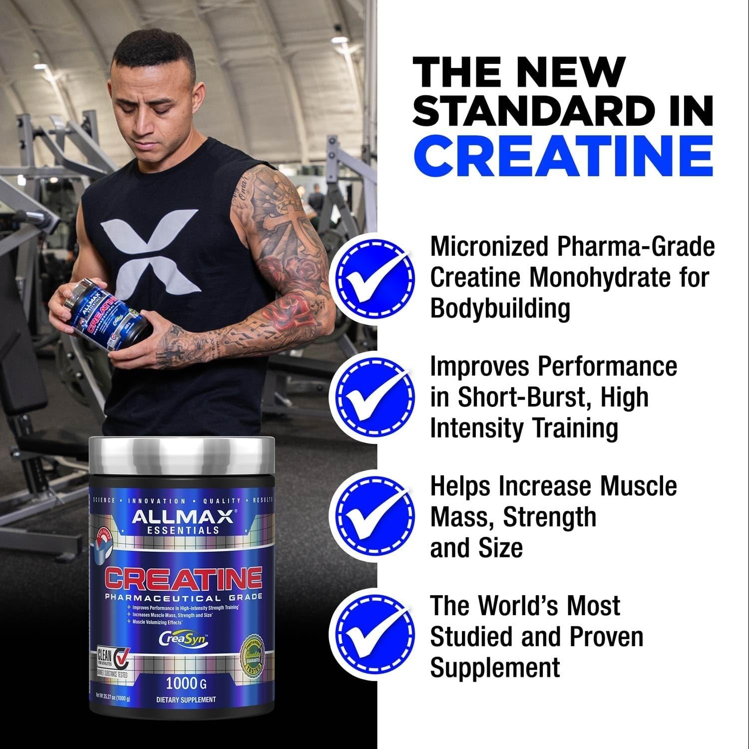 ALLMAX Creatine Monohydrate Powder, Micronized, Unflavored, 400 g