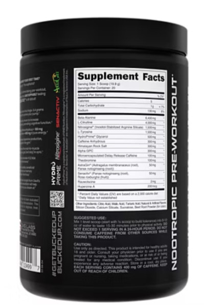 Mother bucker pre workout strawberry sunset 20 servings 400mg caffeine