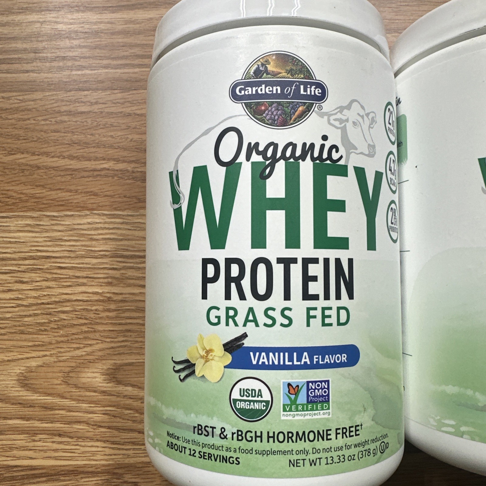 2 X Garden of Life Organic Whey Protein, Grass-Fed, Vanilla, 13.33 oz (378 g)