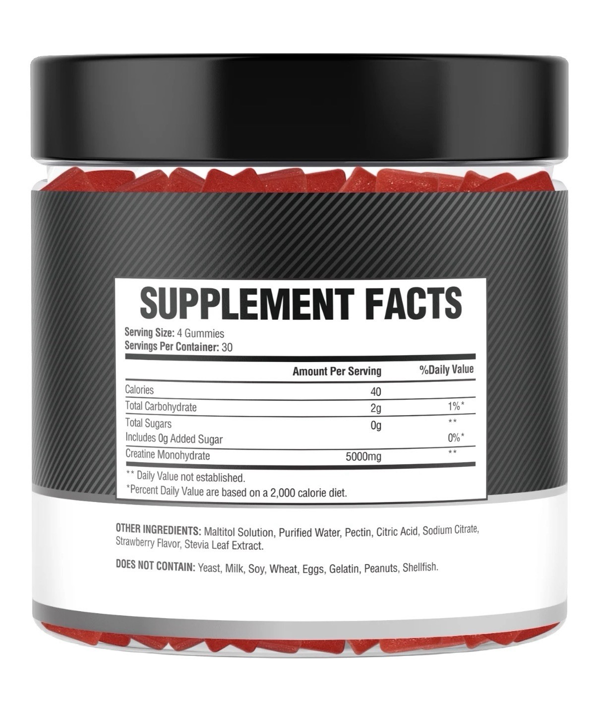 DivinusLab Creatine Monohydrate Gummies 5g Pre Workout For Building Muscle 120Ct