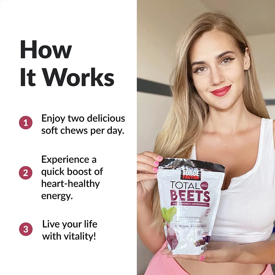 Total Beets Soft Chews with Beetroot, Nitrates, L-Citrulline, Grapeseed Extract,