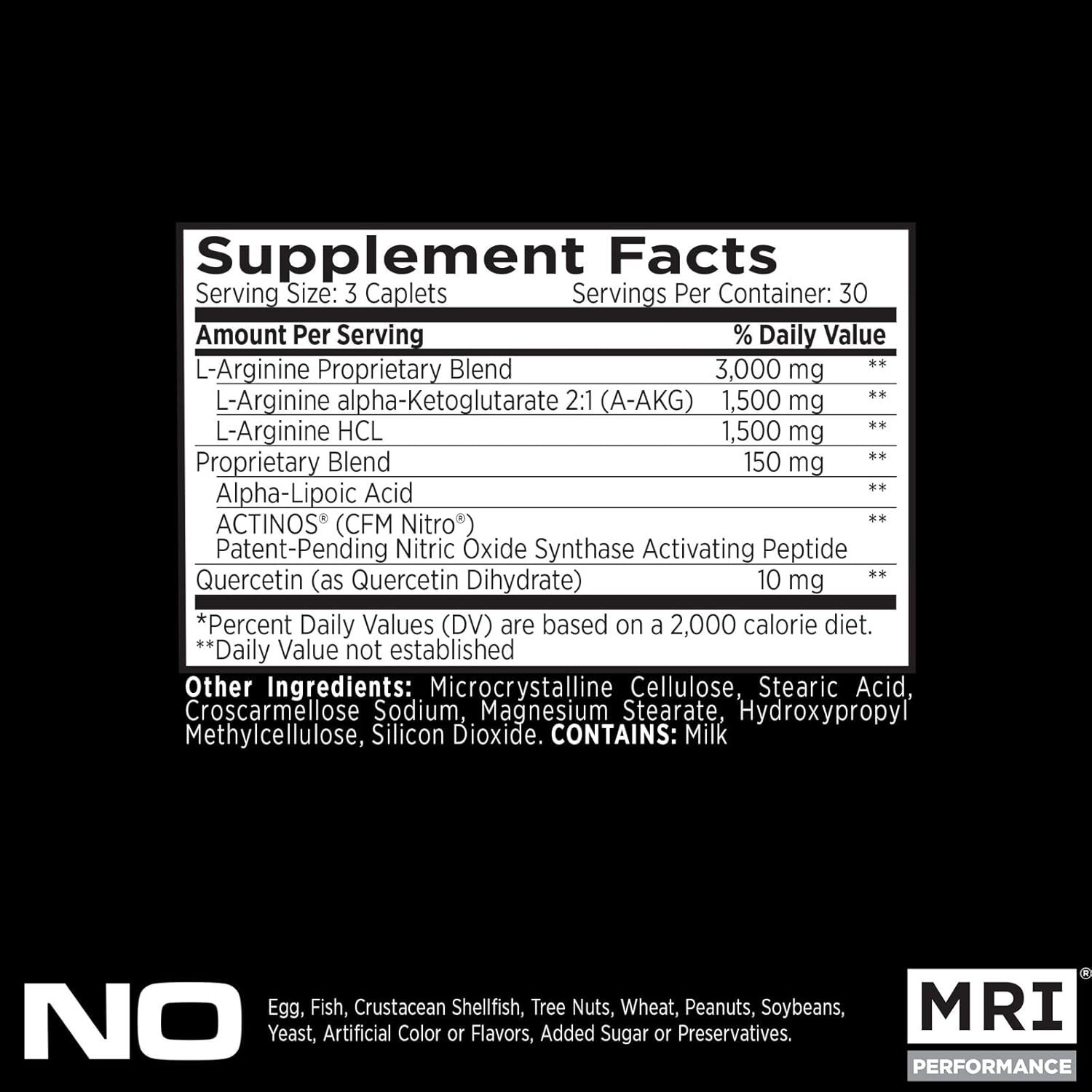 Performance NO2 Formula 3000mg L-Arginine AAKG Vascularity 180 Caplets