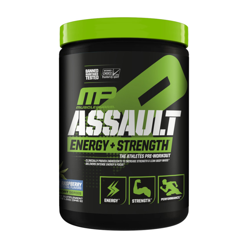 MusclePharm Assault Energy & Strength Pre Workout – 30 Servings, Blue Raspberry