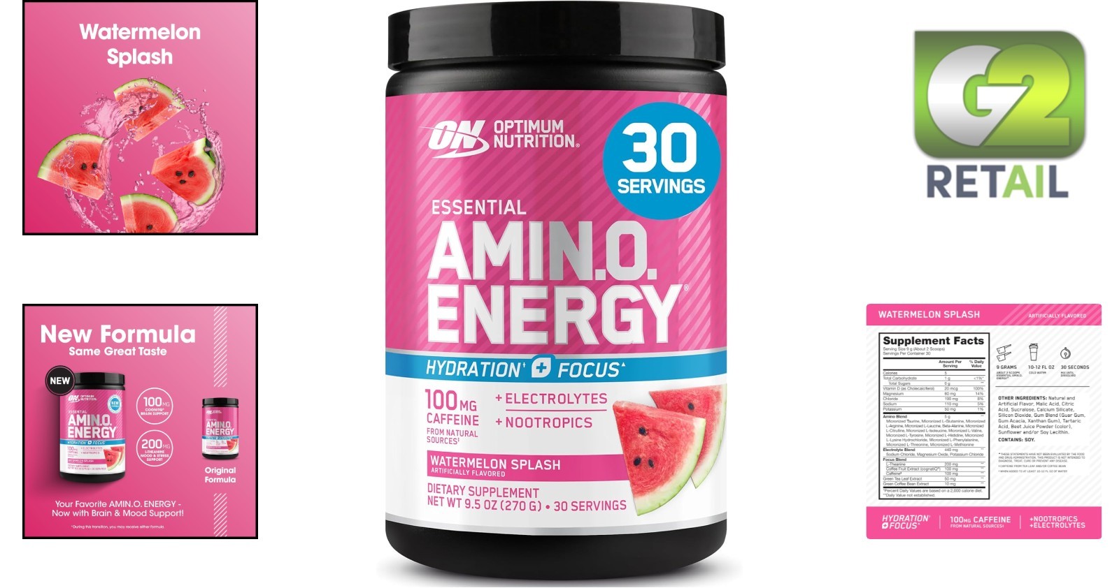 Essential Amino Energy + Electrolytes – Watermelon Flavor for Energy and Focus