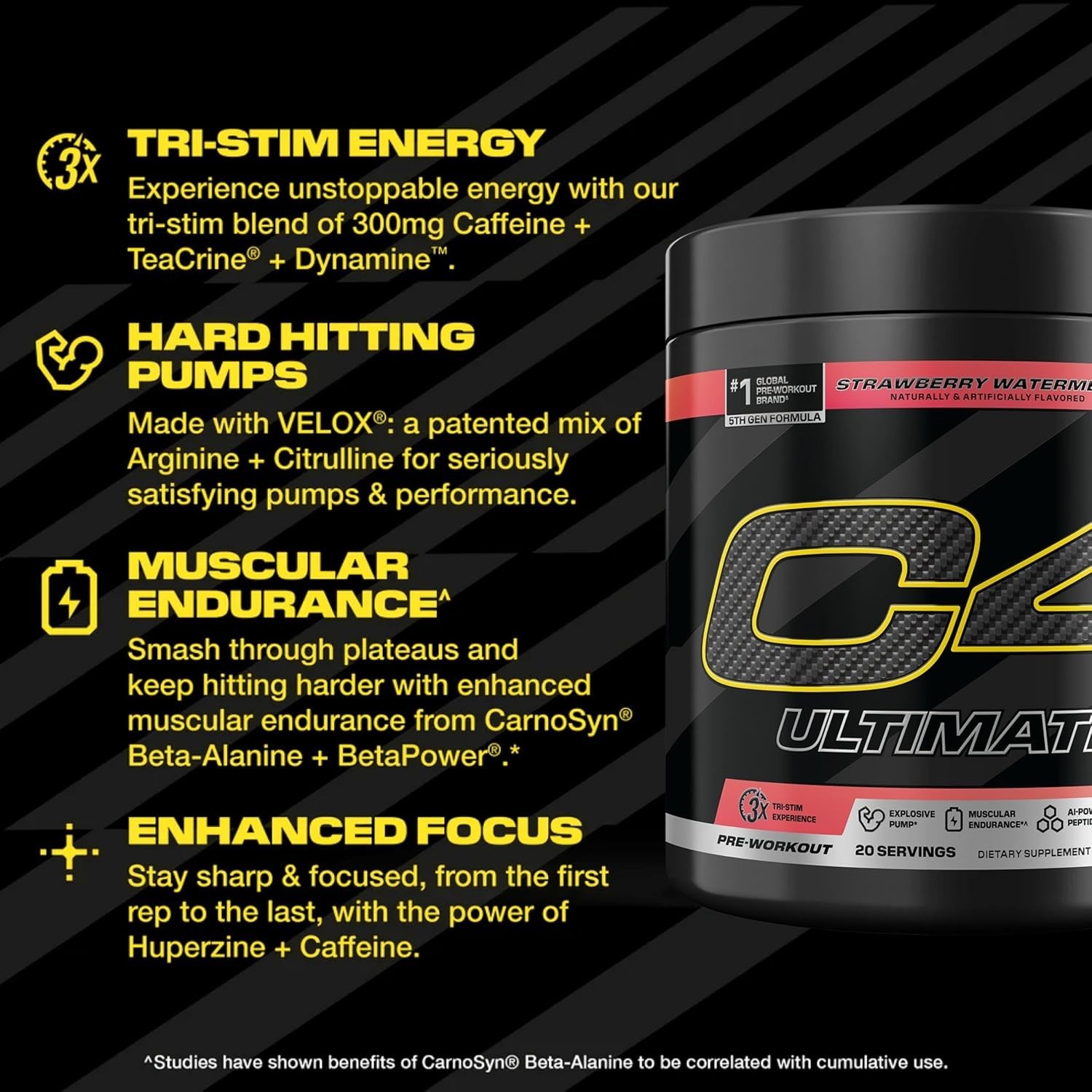 Ultimate Pre Workout Powder Watermelon – Sugar Free Preworkout Energy Supplem…