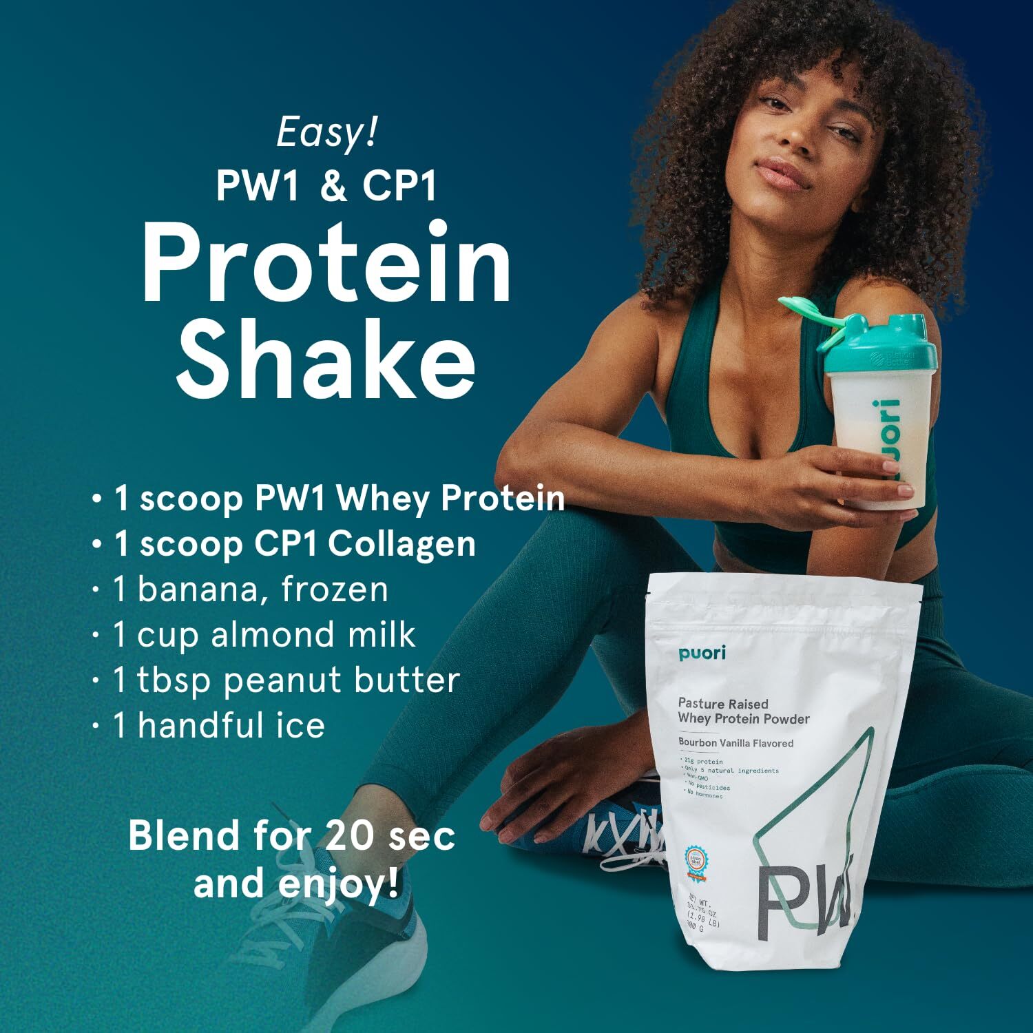 Puori Whey Protein Powder – Dark Chocolate – PW1 Pasture Raised Grass-Fed & N…