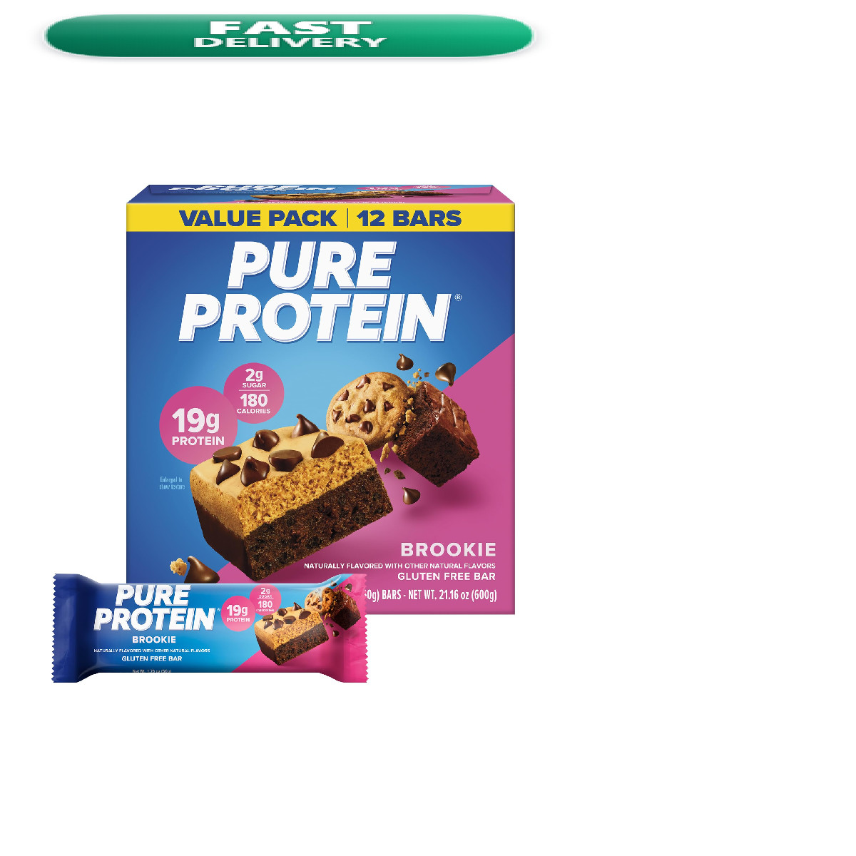 Pure Protein Brookie Protein 20G Protein 3G Sugar 190 Calories 12 Count Sugar