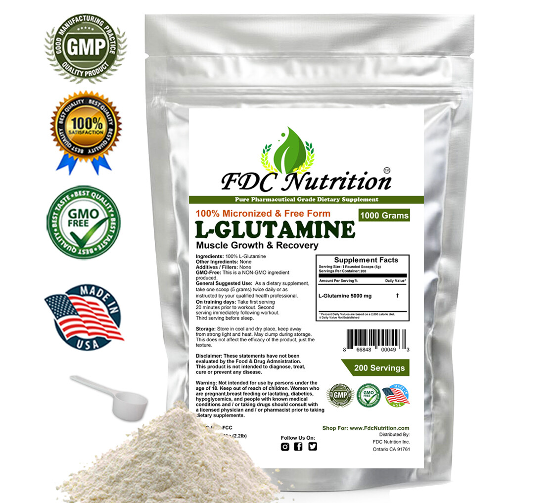 L-GLUTAMINE POWDER 2.2lb (1000g) KOSHER PHARMACEUTICAL GRADE