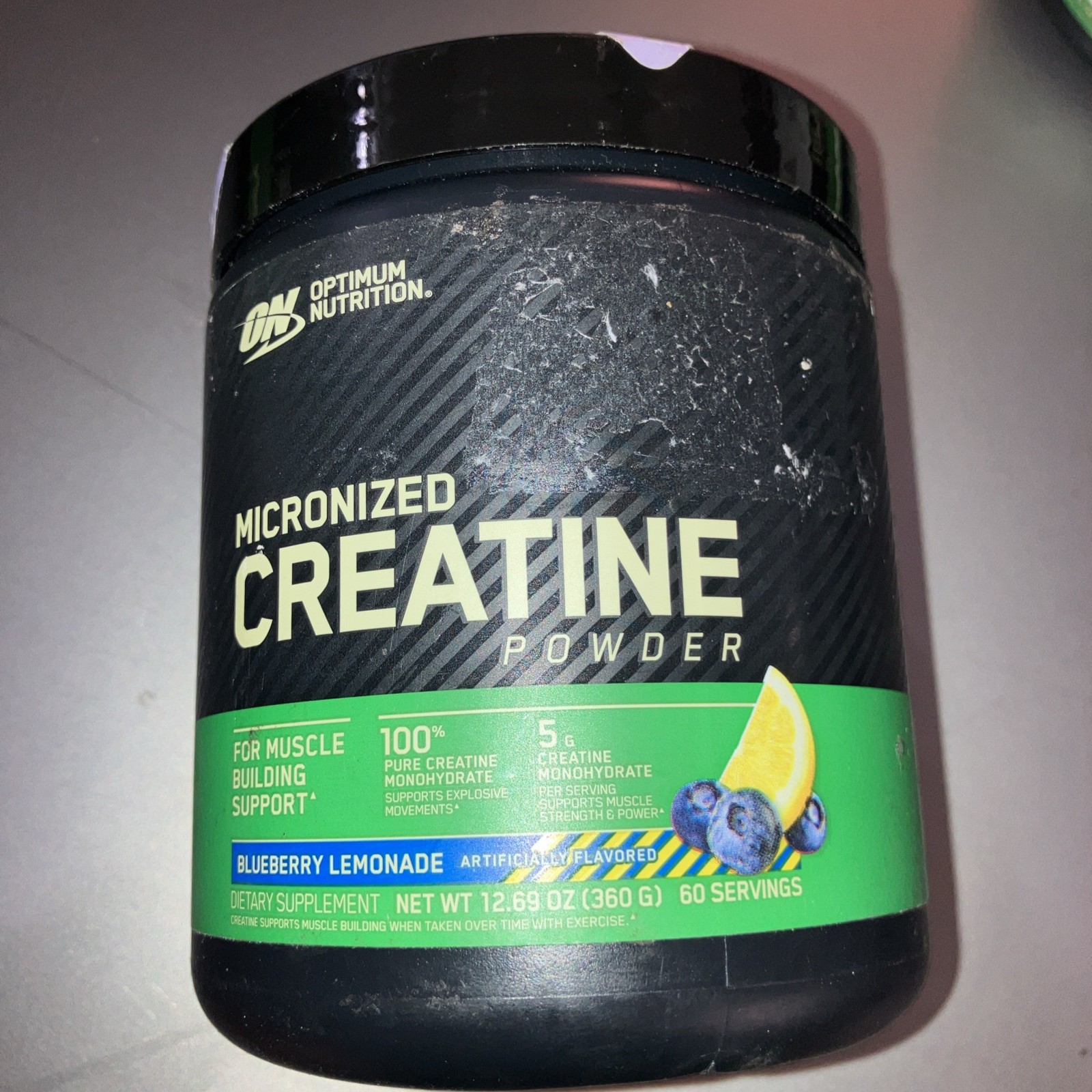 Optimum Nutrition, Micronized Creatine Powder, Blue Lemonade 360 Grams Exp10/26