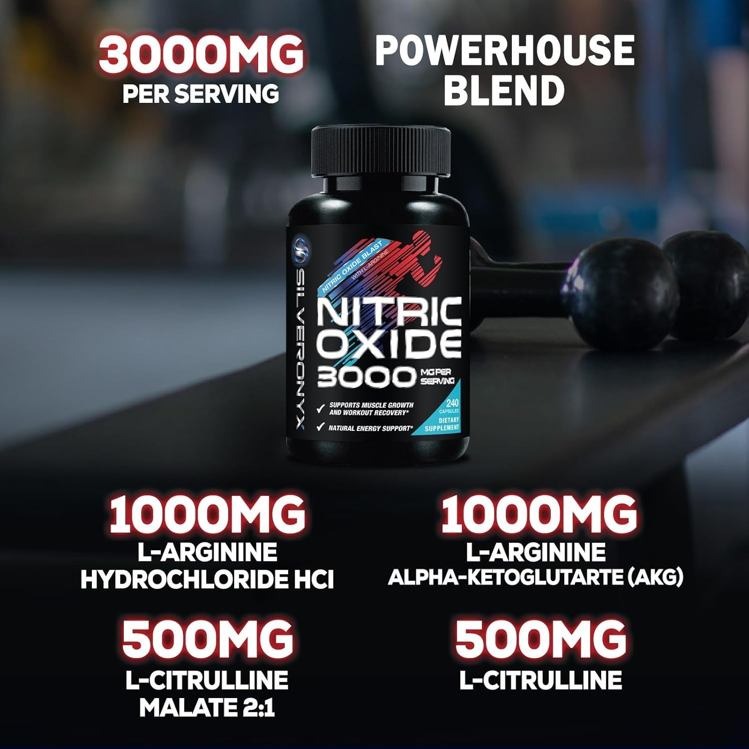 L-Arginine & Citrulline Malate Booster – 240 Capsules for Energy Support