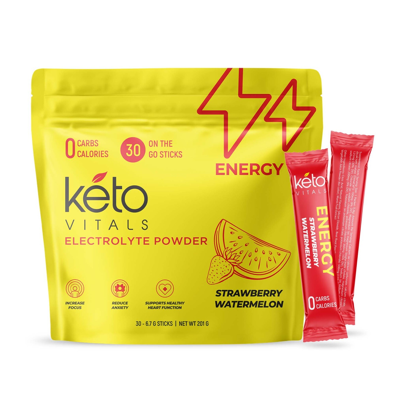 Keto Vitals Electrolyte Energy Drink Powder Packets – Increases Energy – 30 CT