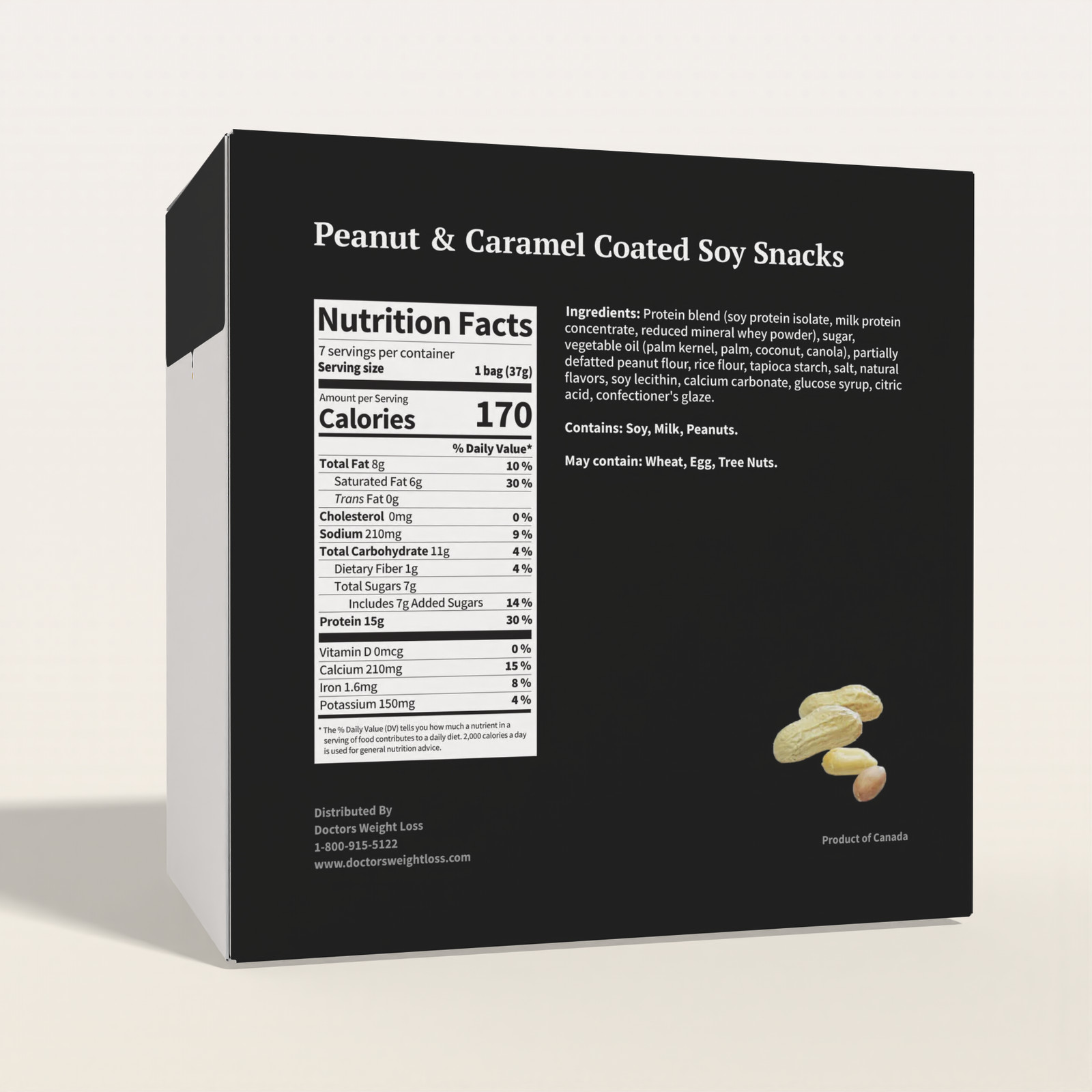 ProtiWise Peanut & Caramel Soy Snacks, High Protein, KETO Friendly Diet 7ct