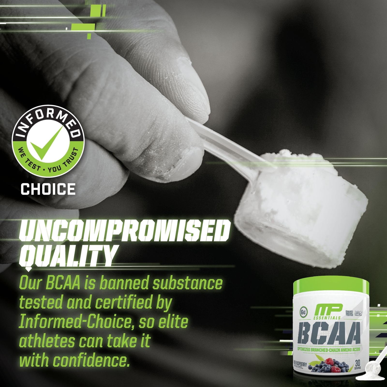 MusclePharm BCAA Powder Blue Raspberry 30 Servings Pre Post Workout Recovery