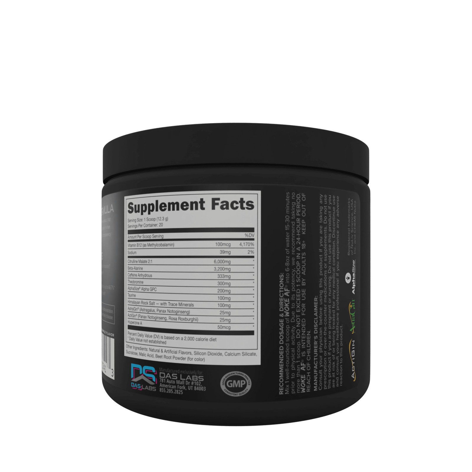 Bucked Up Woke AF Pre-Workout Powder, Increased Energy, Miami, 333mg Caffeine