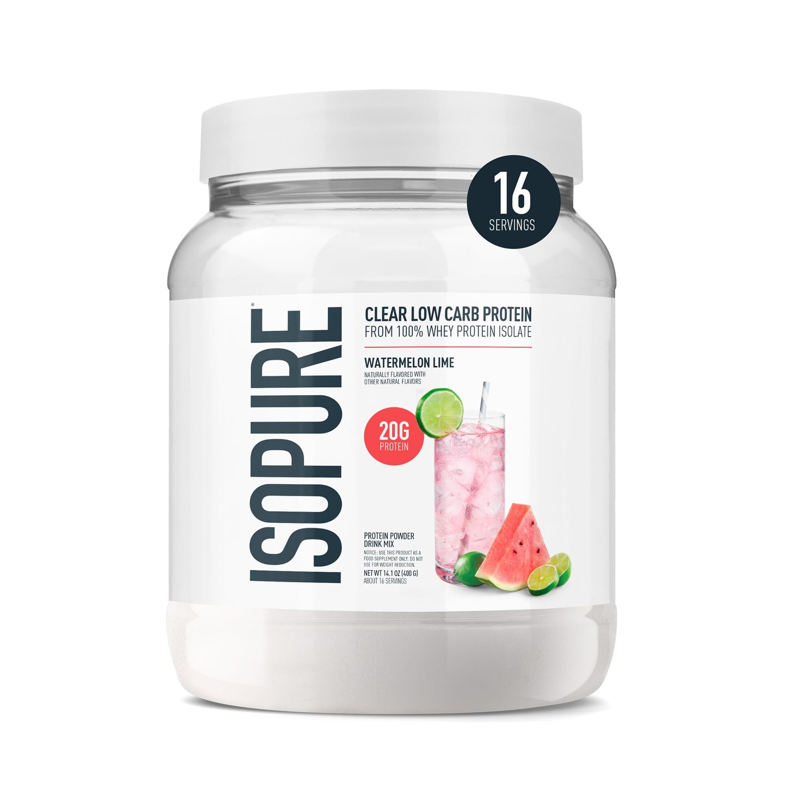 Isopure Clear Whey Isolate Protein Powder Lactose Gluten Naturally Flavored