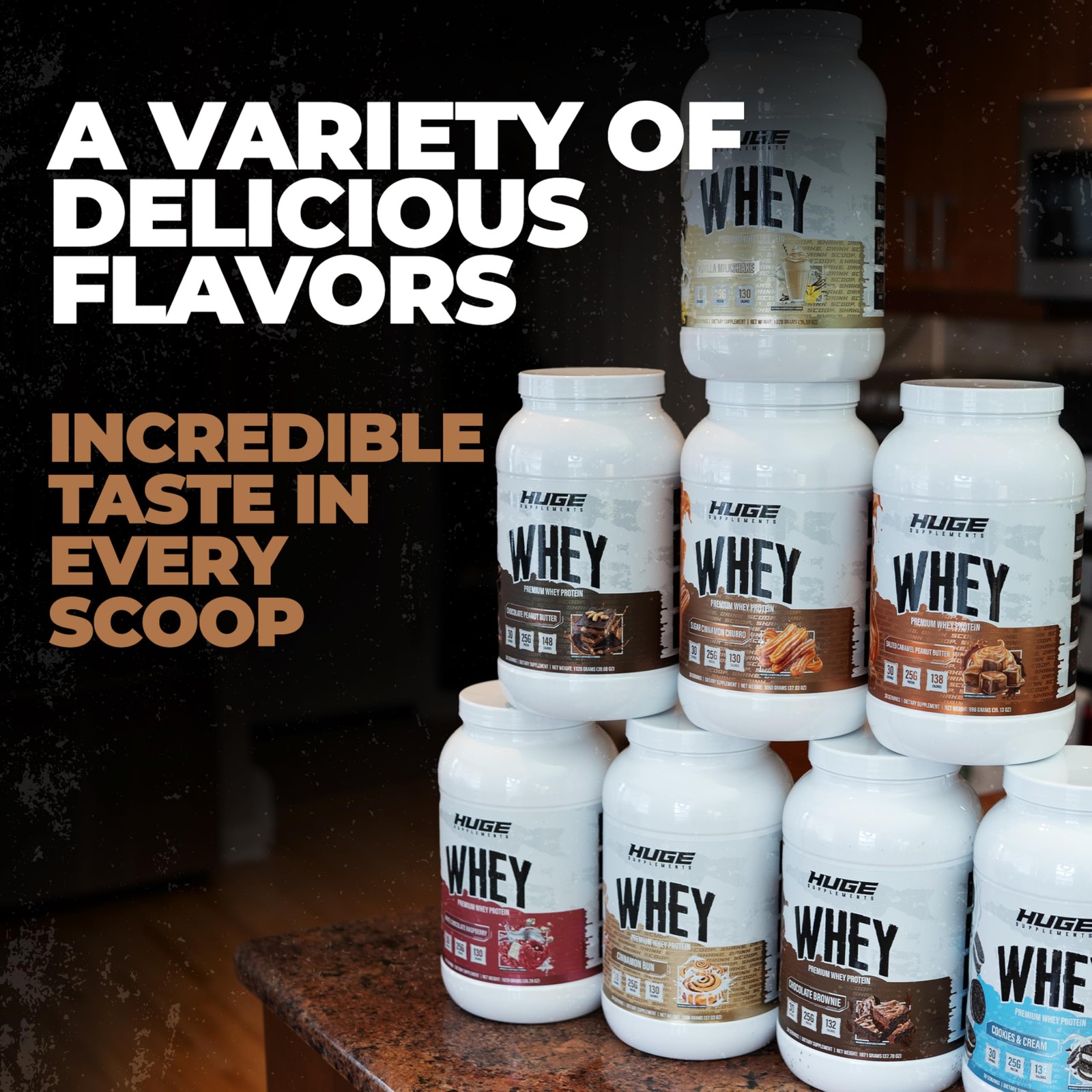 Huge Whey, Protein Powder for Muscle Gain, 25g Protein, 12g EAAs, Supports Mu…