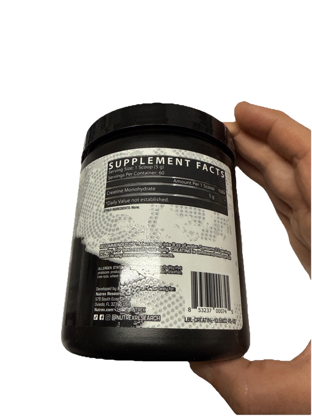 Creatine Monohydrate Powder 60 Servings Unflavored High Potency Muscle Support
