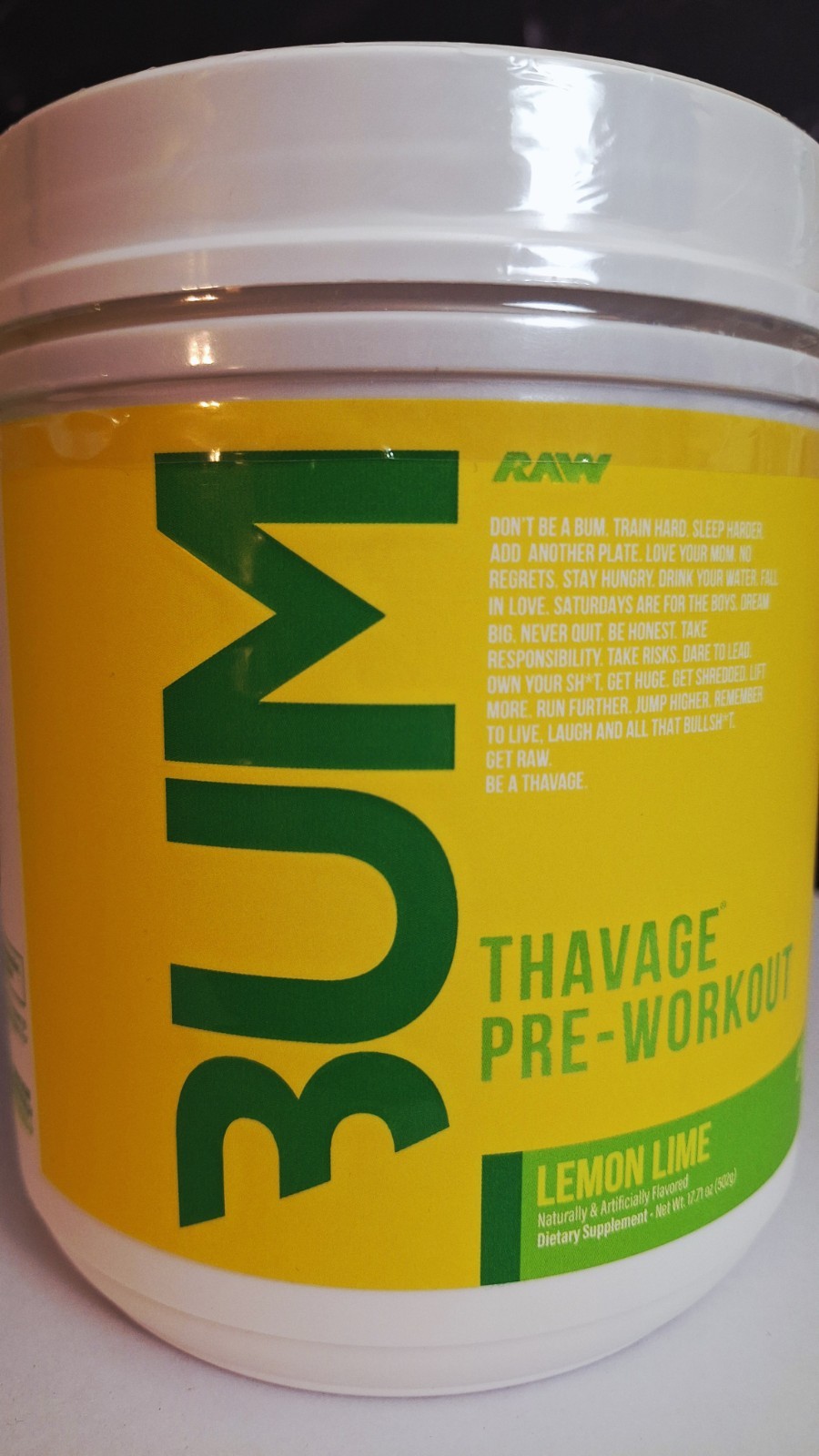 BUM Thavage Pre-Workout, Lemon Lime 🍋 20/40 Serv, 130/260mg Caffeine, 10/2027✨️