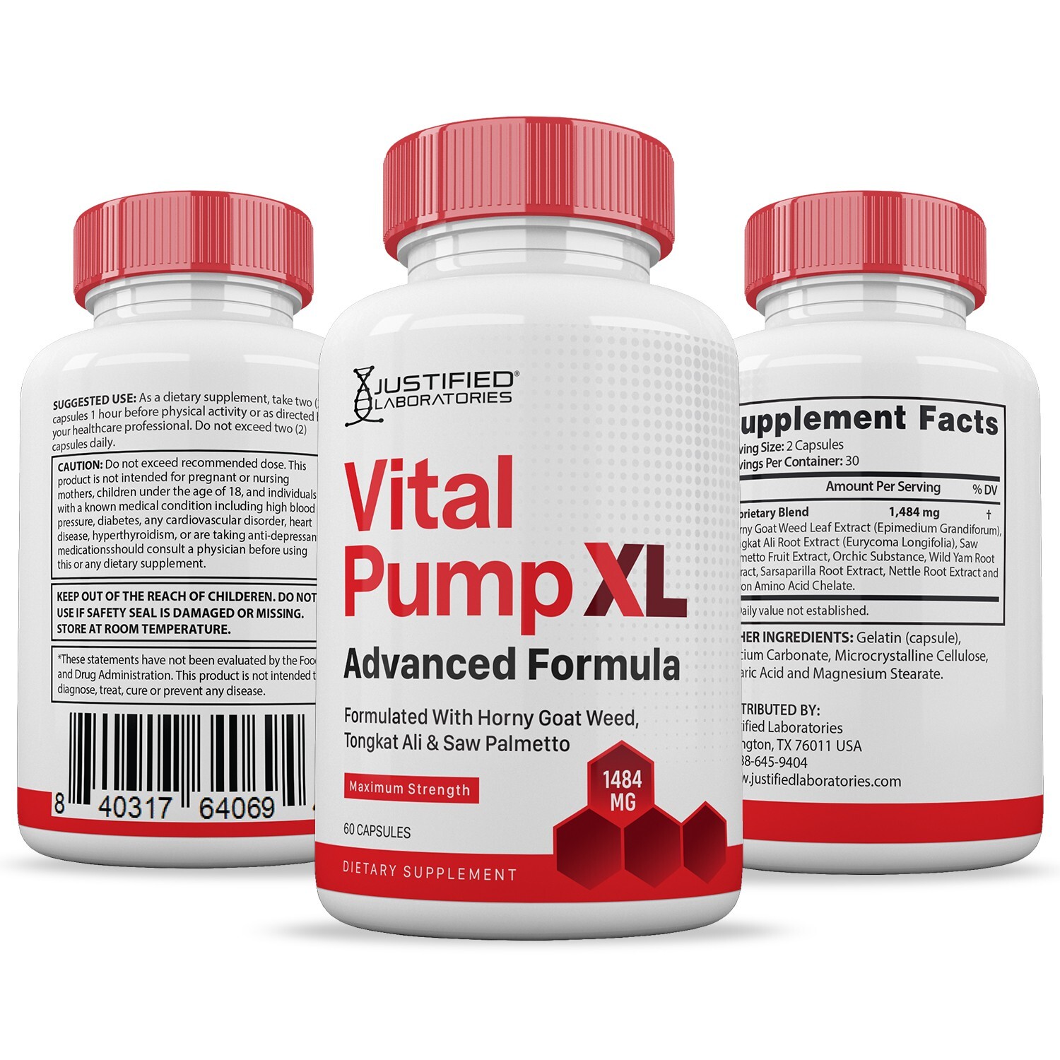 VItal Pump XL for Men Advanced Formula 1484MG Pills Vitamin Supplement 3 Pack