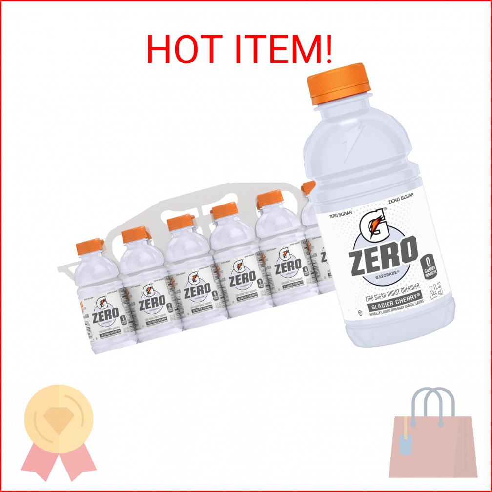 Gatorade G Zero Thirst Quencher, Glacier Cherry, 12 Ounce Bottles, 12 Count