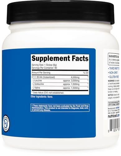 BCAA Powder 2:1:1 – 90 Servings, Unflavored Branched Chain Amino Acids for Muscl
