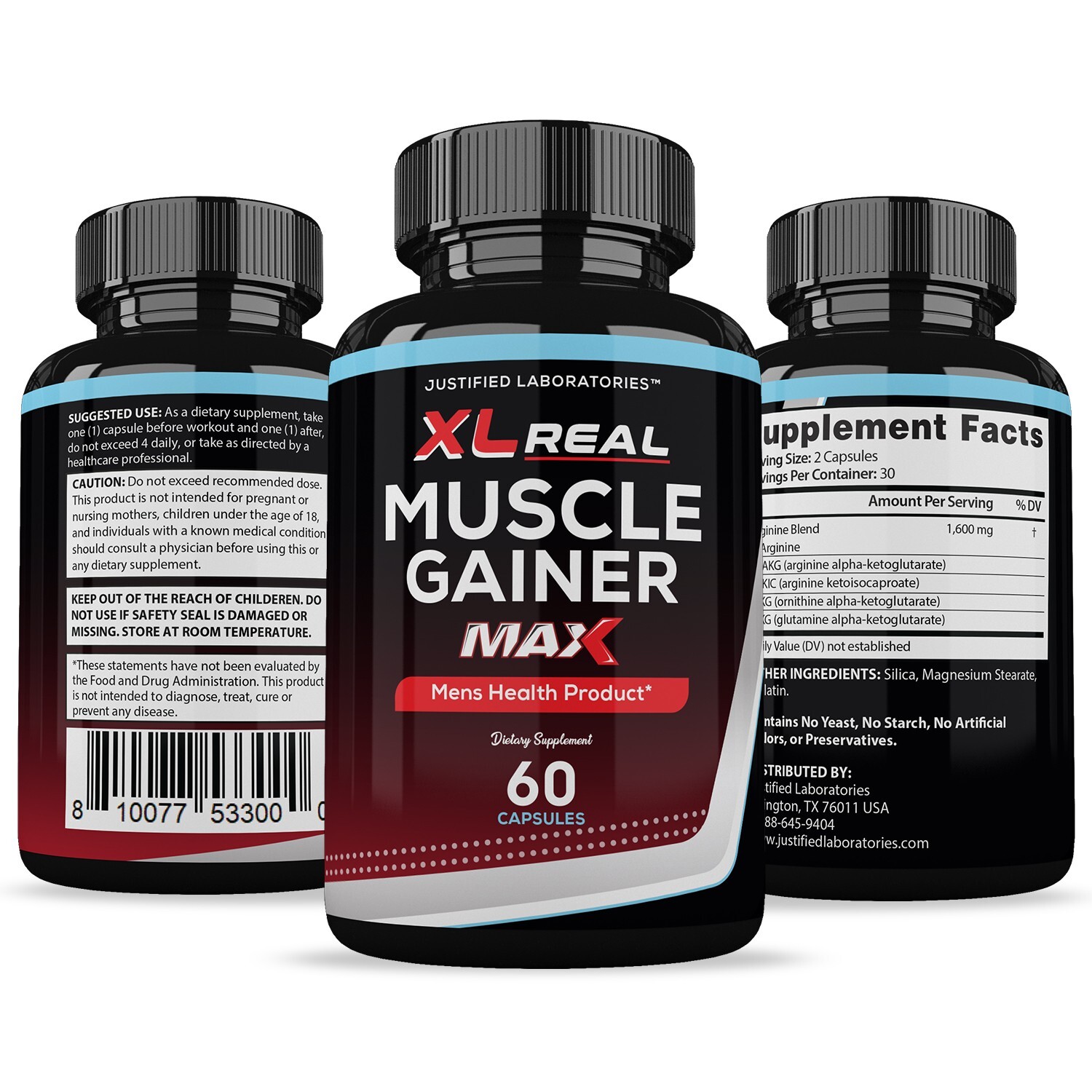 XL Real Muscle Gainer Max Men’s Health Supplement 1600mg 60 Capsules