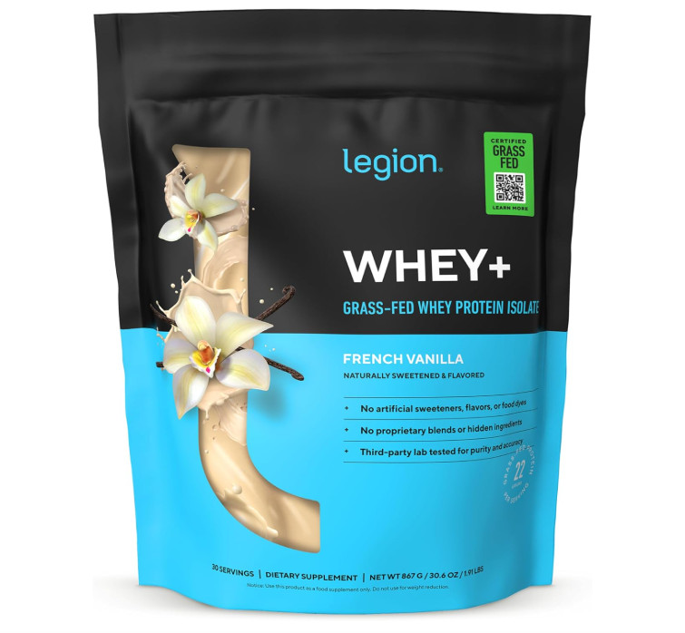 LEGION Whey+ Grass-Fed Whey Isolate, French Vanilla, 30 Servings