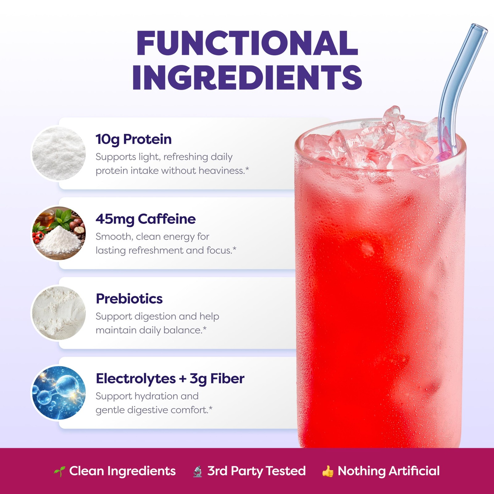 Clear Protein Powder with Clear Whey Protein, Strawberry Berry Acai