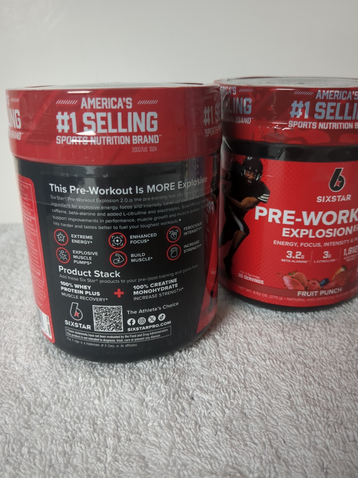Six Star Pre-Workout Explosion 2.0 -Fruit Punch- 2 Ct (9.52 Oz Each) – EXP 10/27