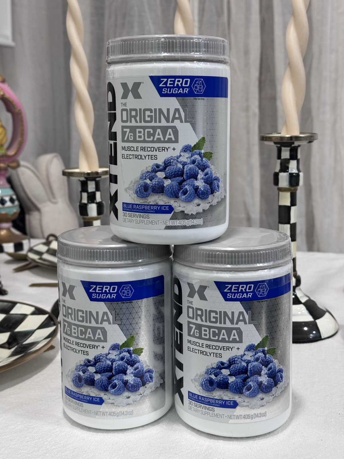 Xtend Original BCAA Powder Blue Raspberry 7g BCAA 14.3 Oz Glutamine Sugar Free