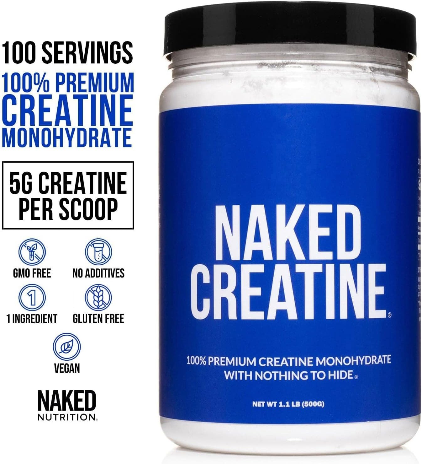 Naked Creatine Pure Micronized Creatine Monohydrate – 100 Servings – 500 Grams
