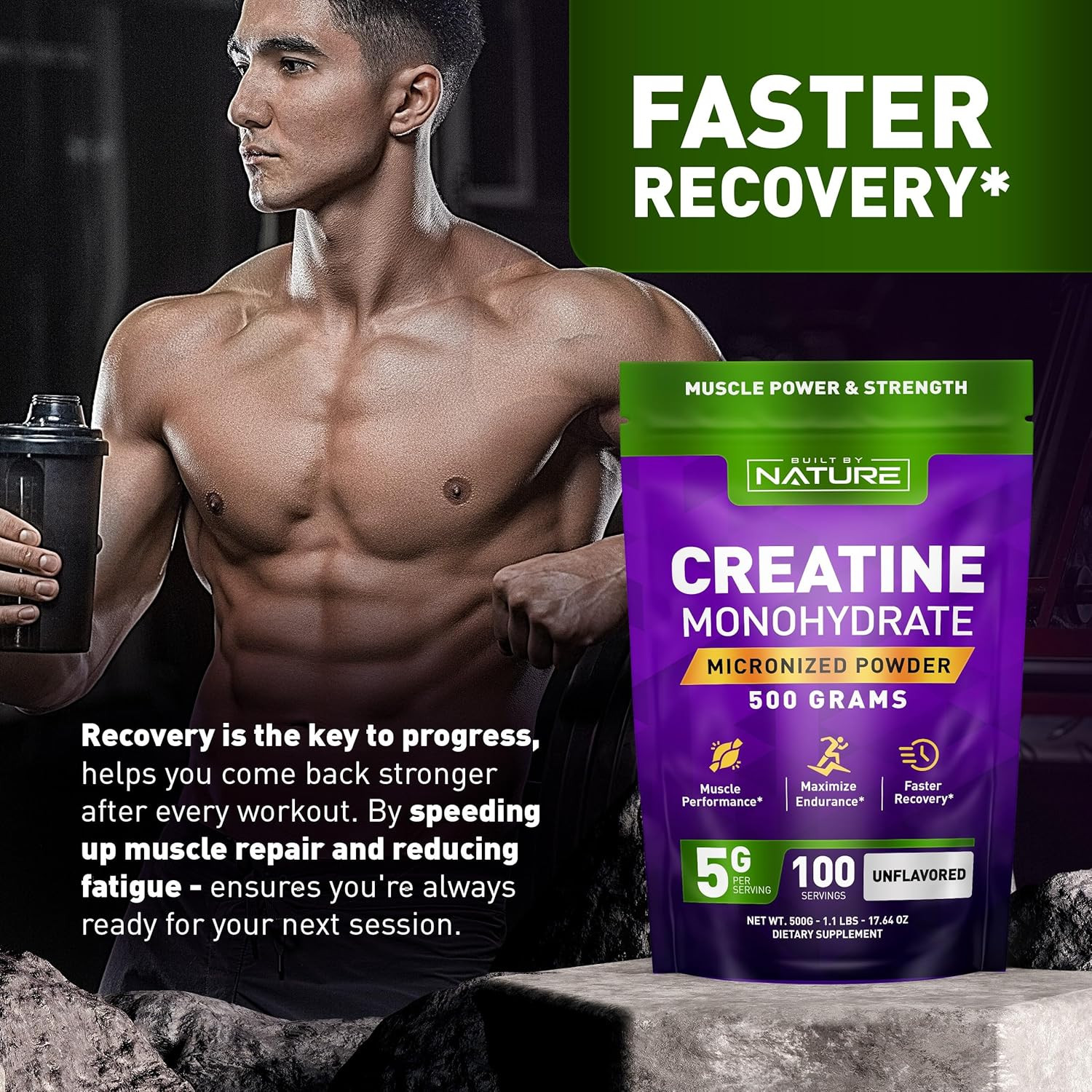 Creatine Monohydrate Powder – Micronized Creatine for Men & Women – Pure Monohyd
