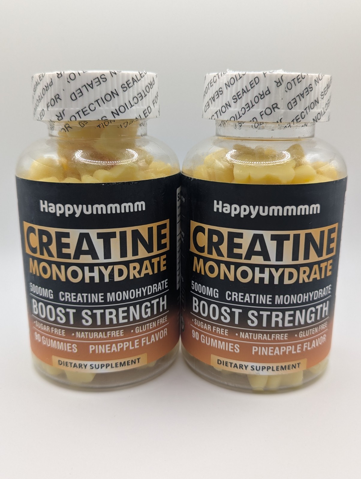 2 x Happyummmm Creatine Monohydrate Boost Strength 5000MG, Pineapple, Exp. 09/26