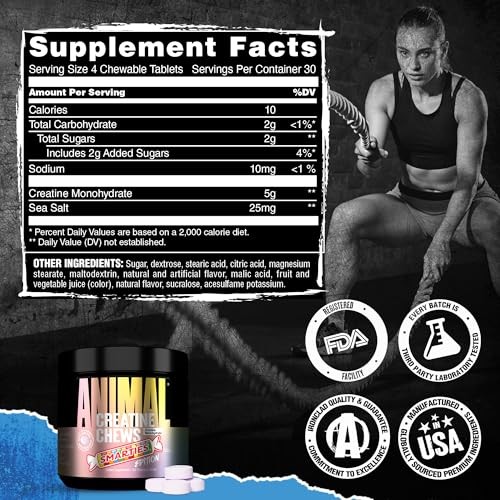 Creatine Monohydrate Chews 5g 120 Tablets Strength Power