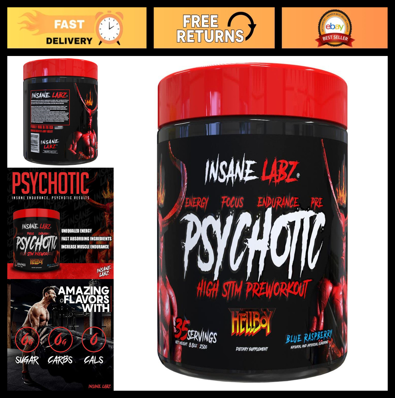 High Stimulant Pre Workout Powder, Beta Alanine, L Citrulline, Caffeine, Energy