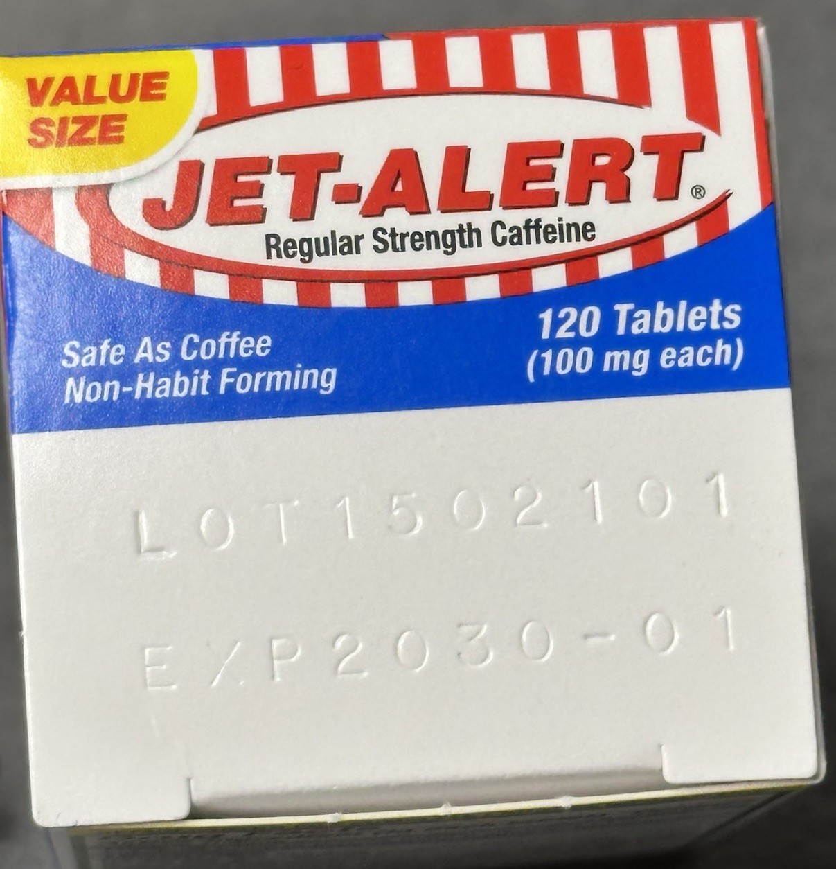 Lot 2 – Jet Alert Stay Awake Caffeine Tablets 120 caplets Each Exp 01/2030