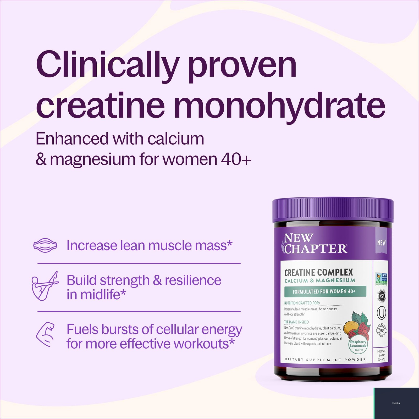 Creatine Monohydrate Powder 8.6 Ounce Raspberry Lemonade Flavor Supplement