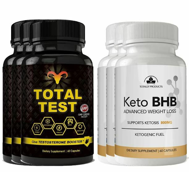Keto BHB Weight Loss Capsules & Total Test Testosterone Booster Supplement Combo
