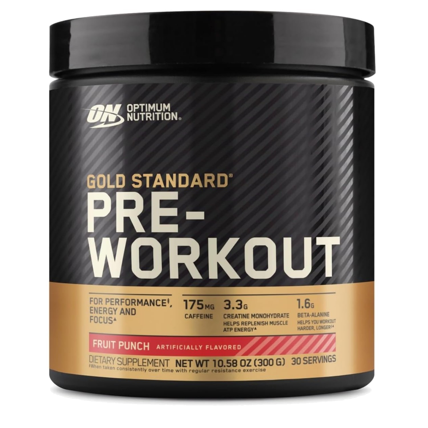 Energizing Gold Standard Pre-Workout Powder with Creatine | Fruit Punch, 300g
