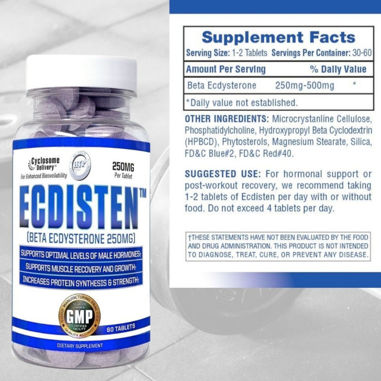 Hi-Tech Pharmaceuticals Ecdisten Beta Ecdysterone 250mg Lean Muscle 60 Tablets