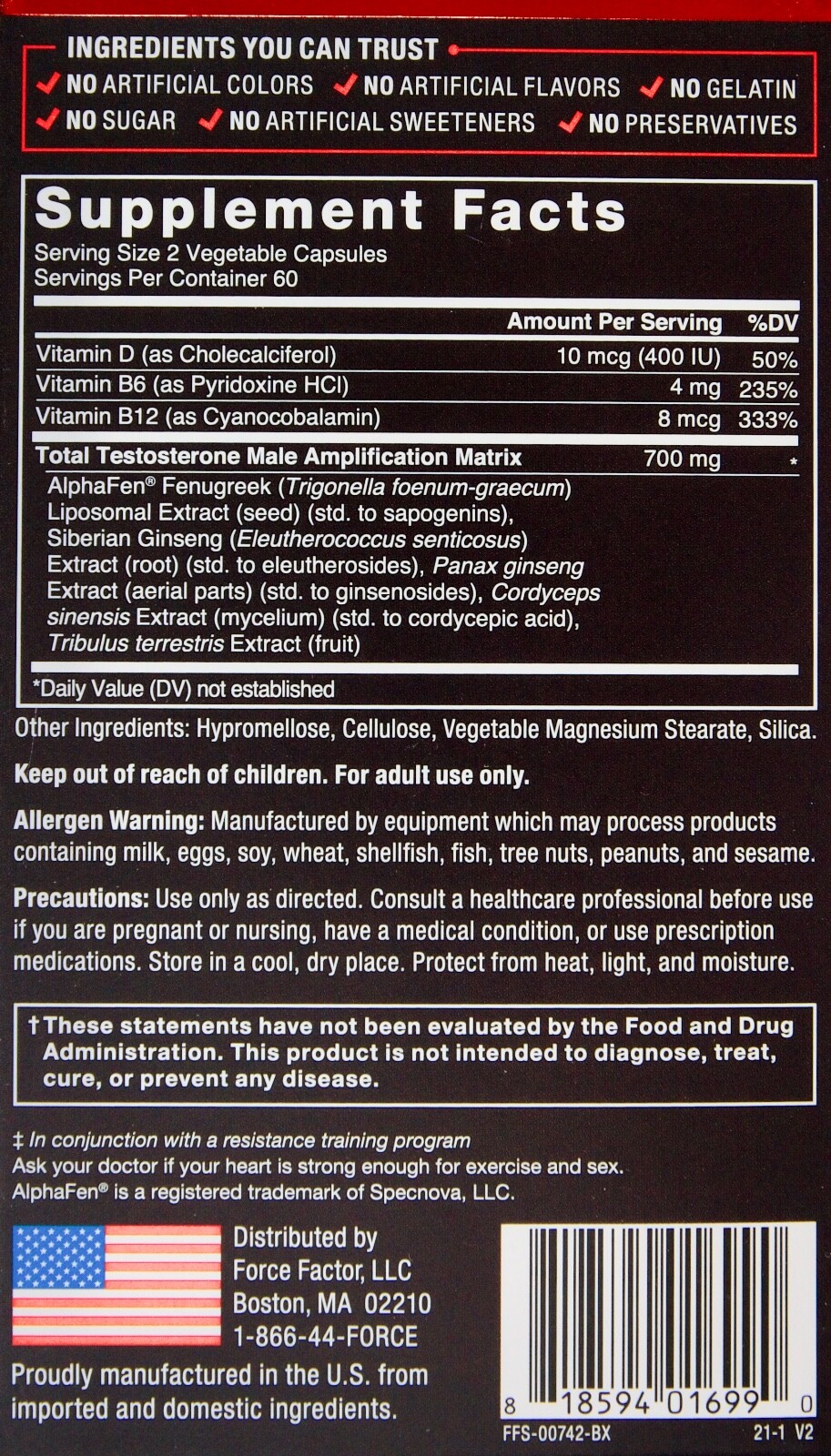 Force Factor Test X180 Legend Testosterone Booster, 120 Capsules